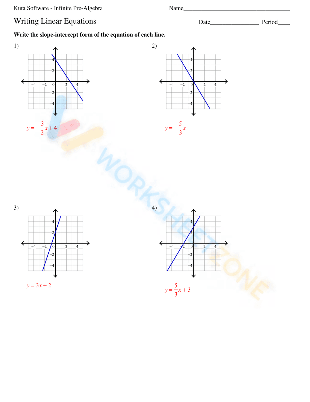 Practice Writing Linear Equations with this Worksheet - Page 3