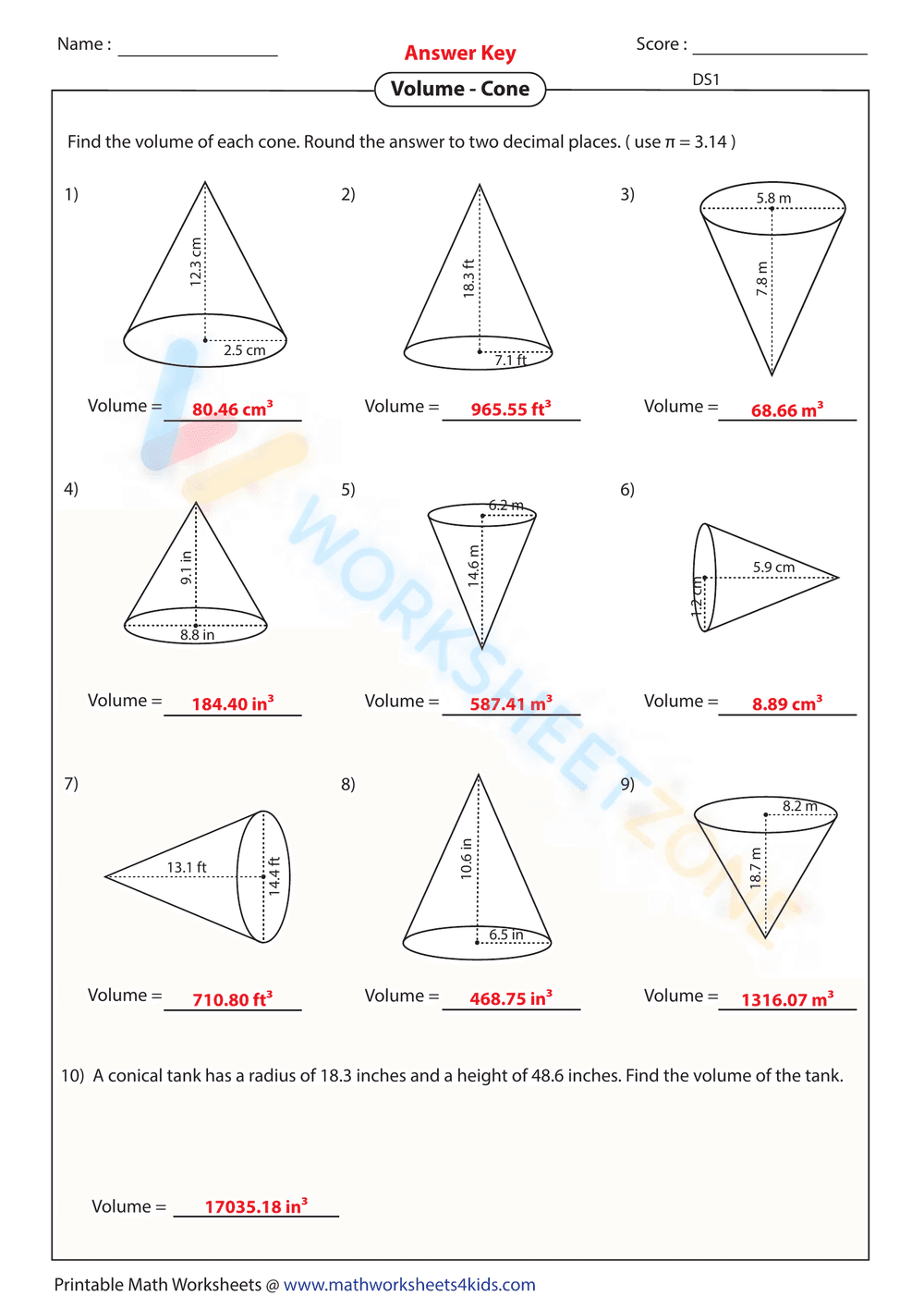 Volume of Cones - Page 4