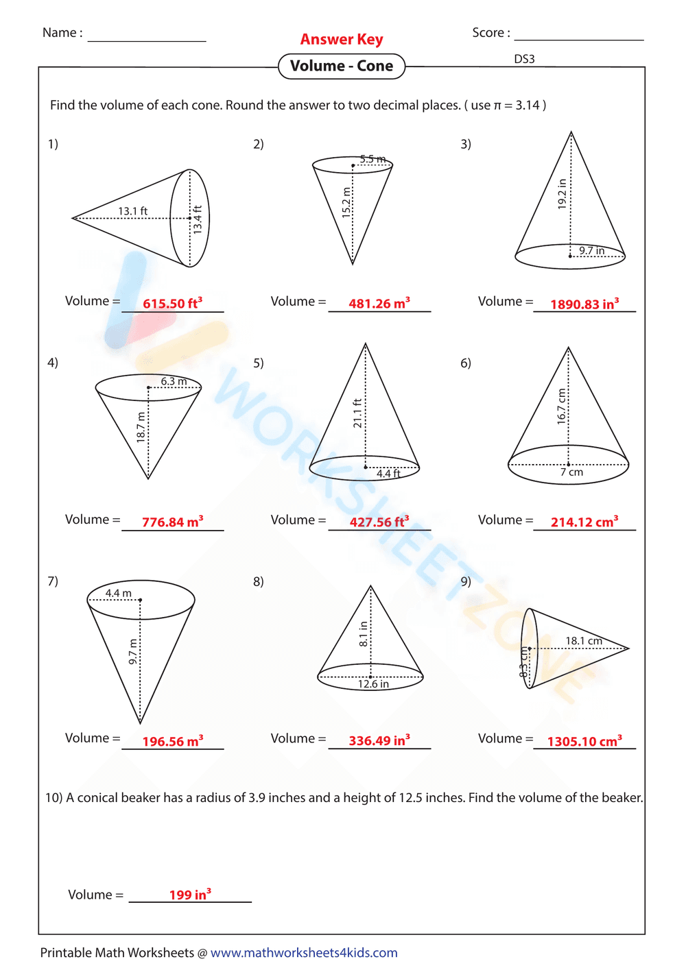 Volume of Cones - Page 6