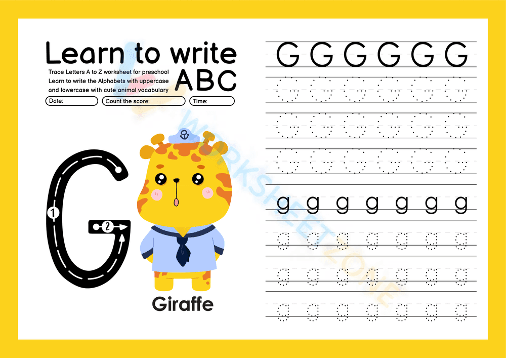 Learn to write letter G - Page 1