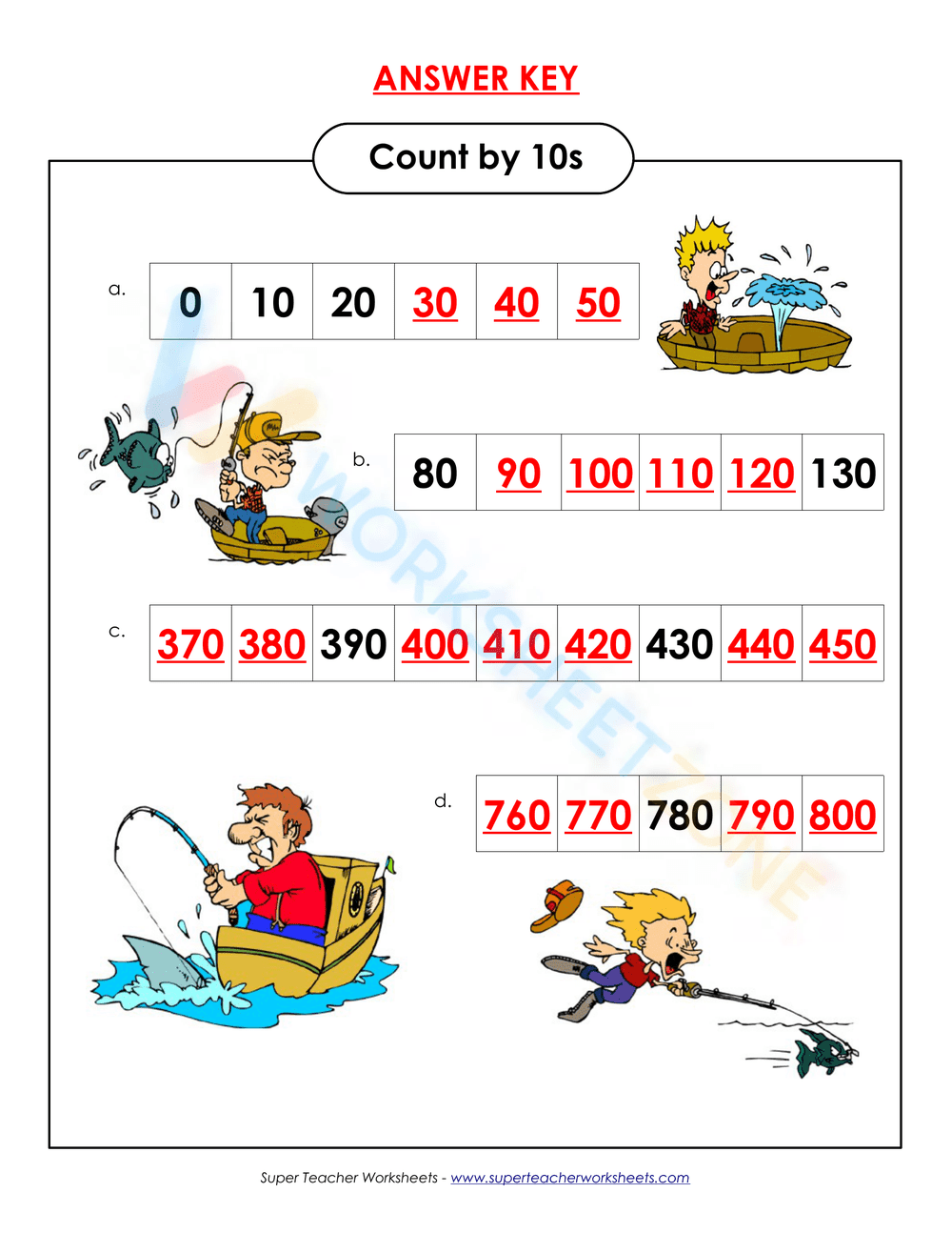 Skip Counting by 10s | Fishing - Page 2