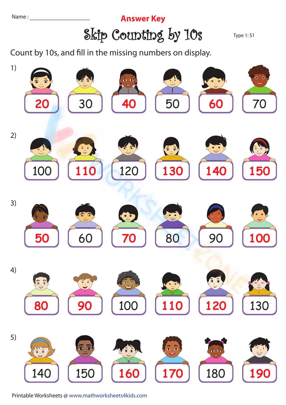 Skip Counting by 10s - Page 2