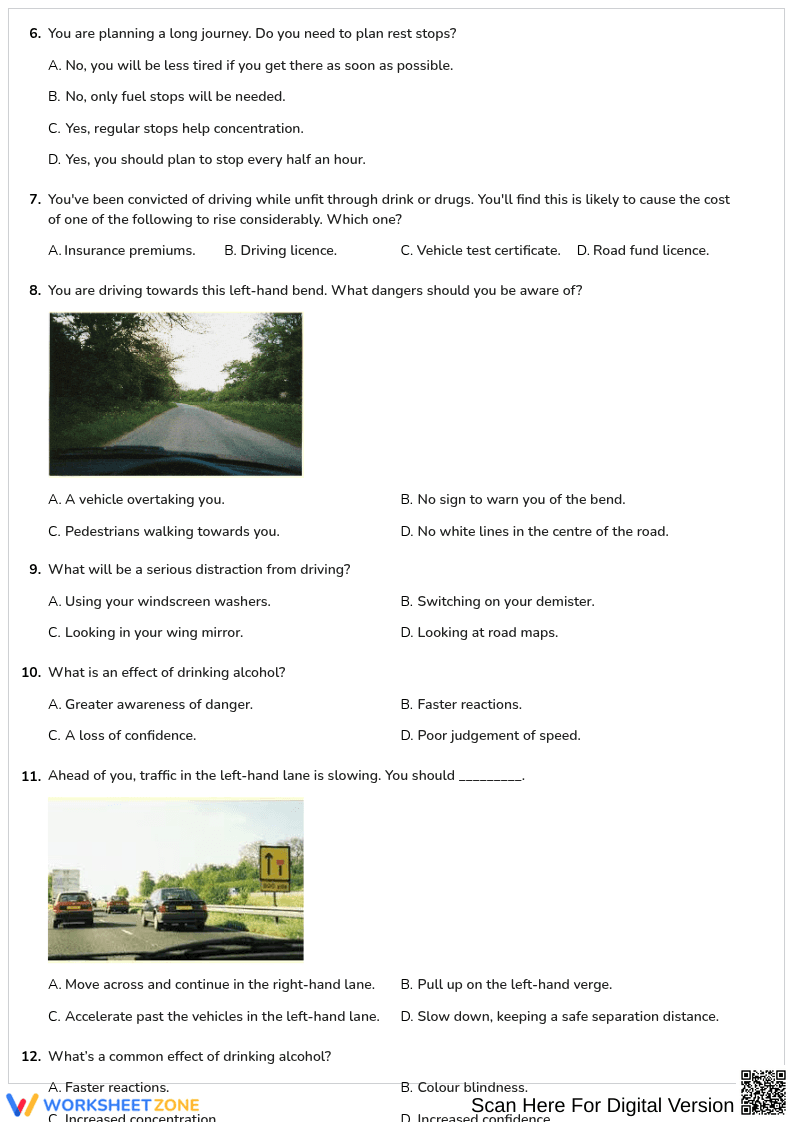 Free printable Driving Theory Hazard awareness worksheet part 1 - Page 2