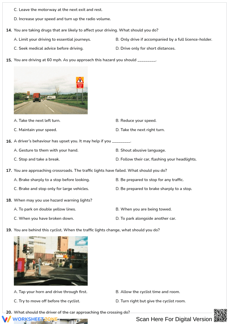 Free printable Driving Theory Hazard awareness worksheet part 1 - Page 3