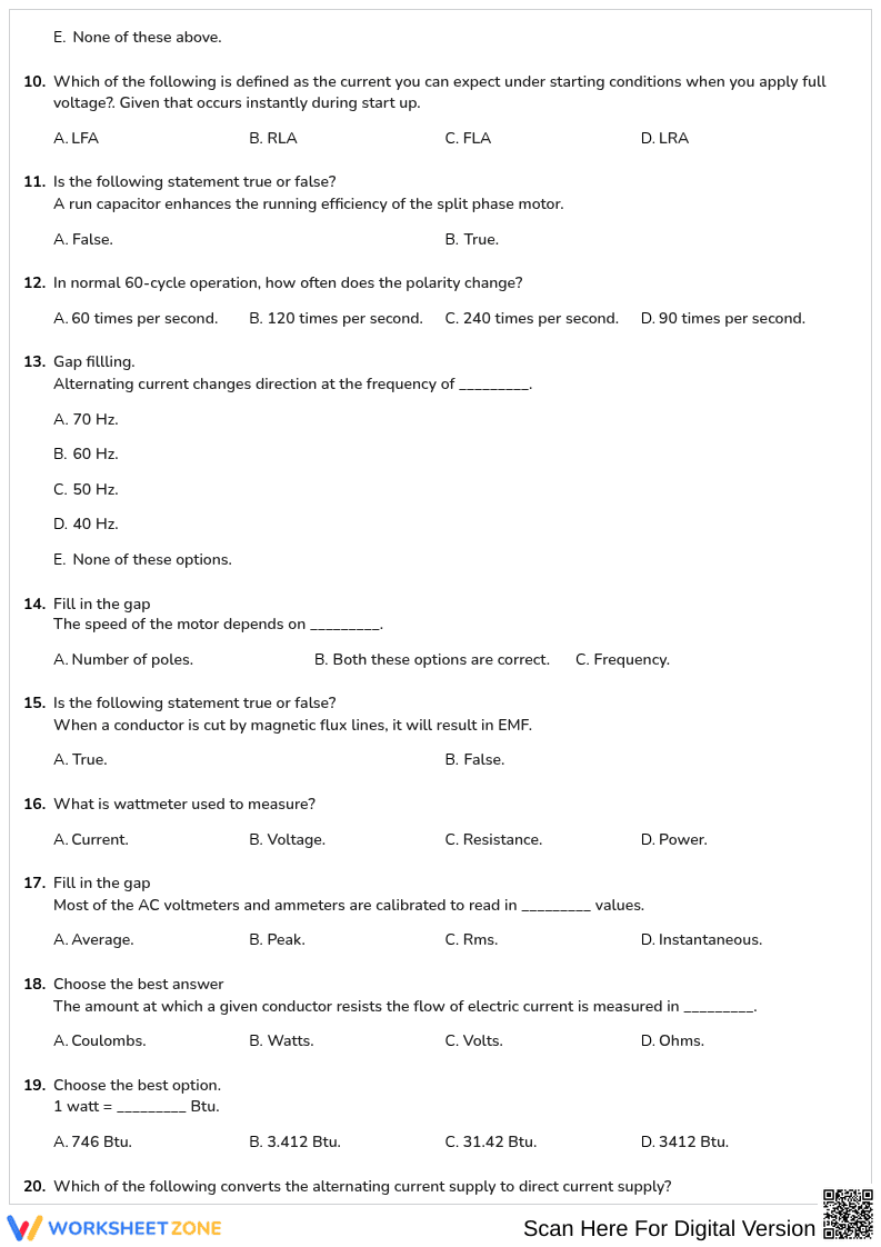 Free printable HVAC Basic HVAC Electrical Basics worksheet part 2 - Page 2