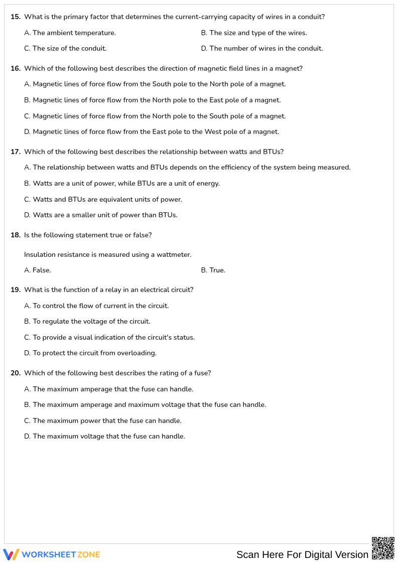 Free printable HVAC Basic HVAC Electrical Basics worksheet part 7 - Page 3