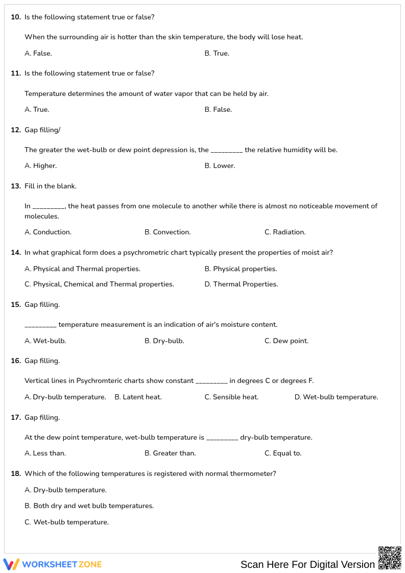 Free printable HVAC Basic Psychrometrics worksheet part 2 - Page 2