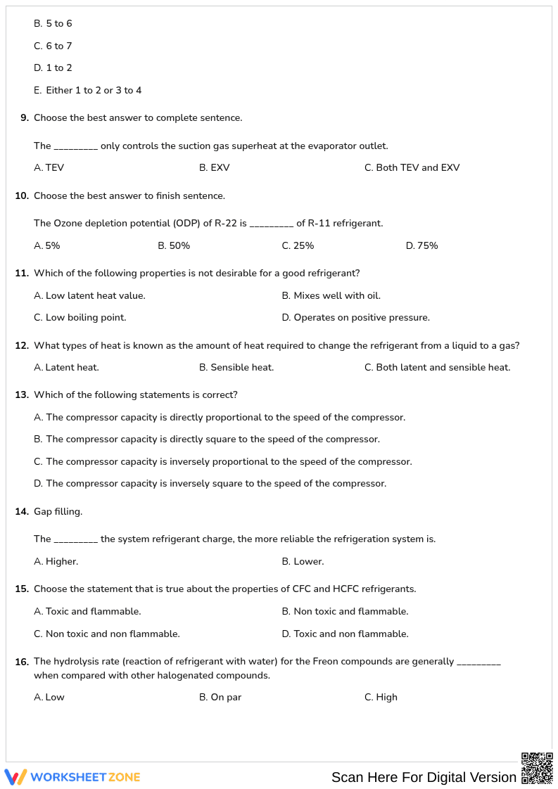 Free printable HVAC Basic Refrigeration Basics worksheet part 1 - Page 2