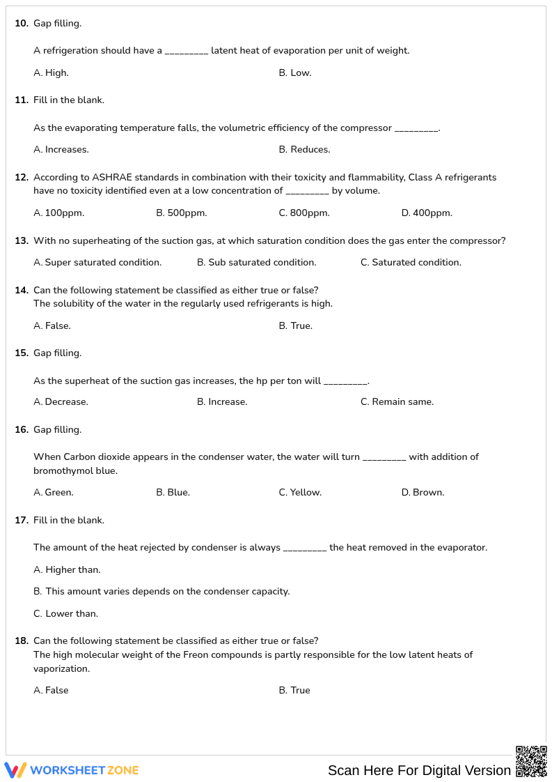 Free printable HVAC Basic Refrigeration Basics worksheet part 2 - Page 2