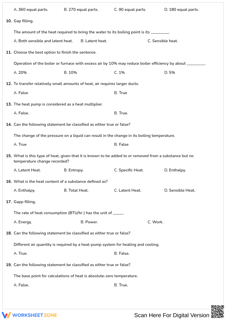 Free printable HVAC Basic Heat Transfer , Heat Pumps and Heating Basics worksheet part 1 - Page 2