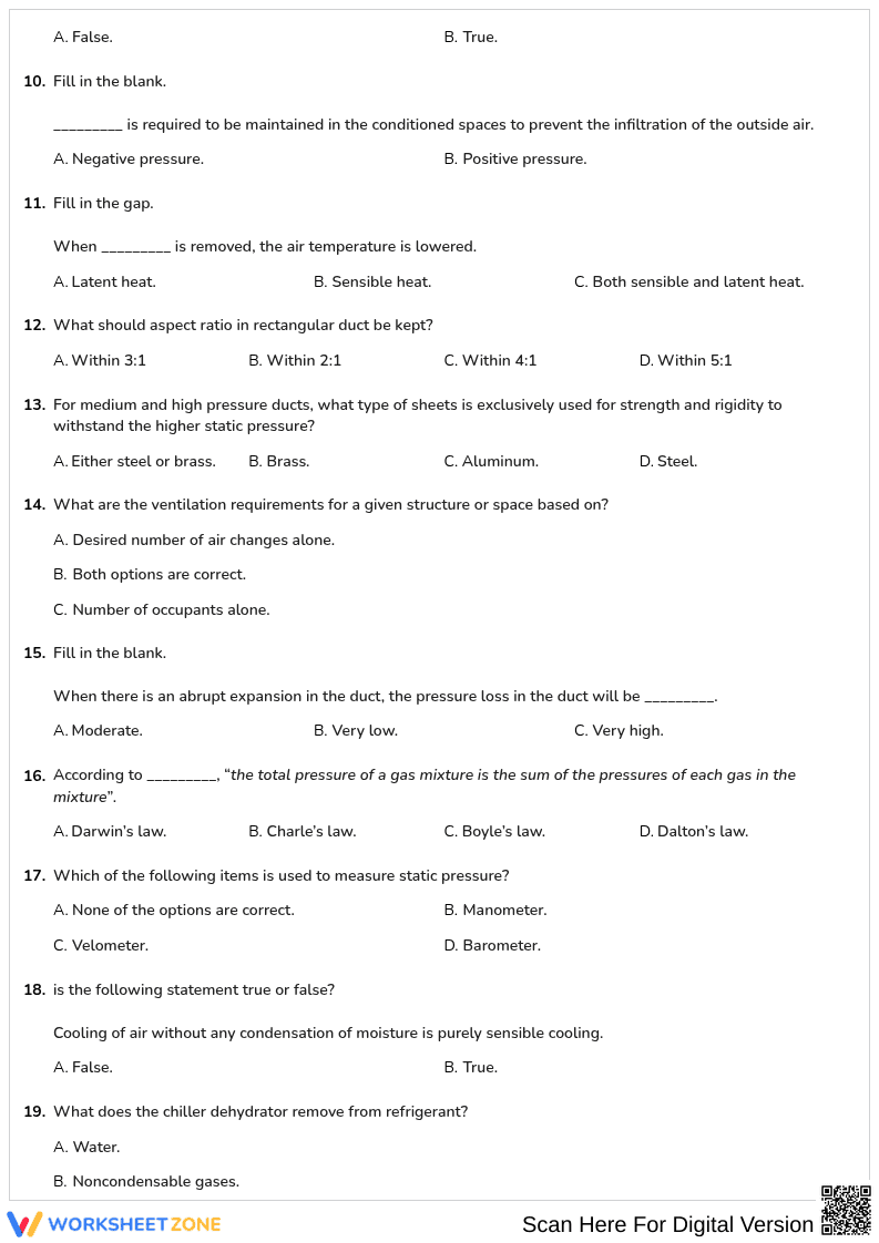 Free printable HVAC Basic Air conditioning worksheet part 1 - Page 2