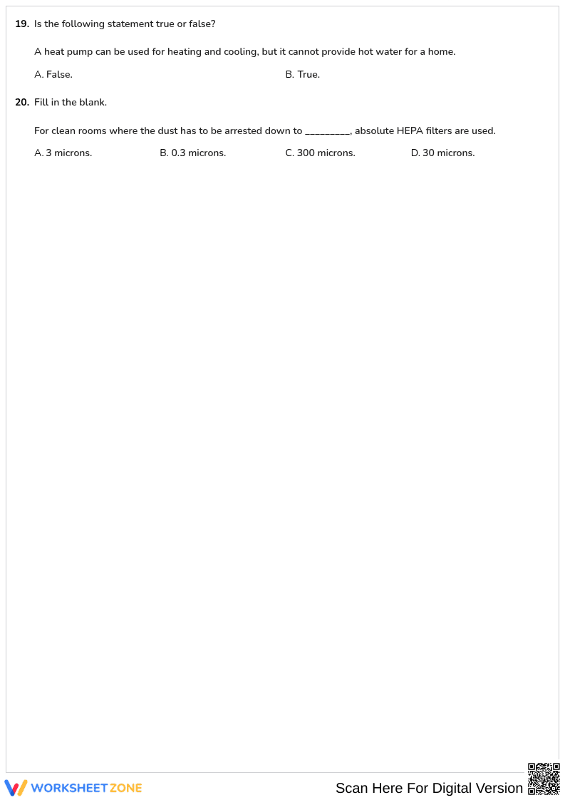 Free printable HVAC Basic practice test 3 part 2 - Page 3