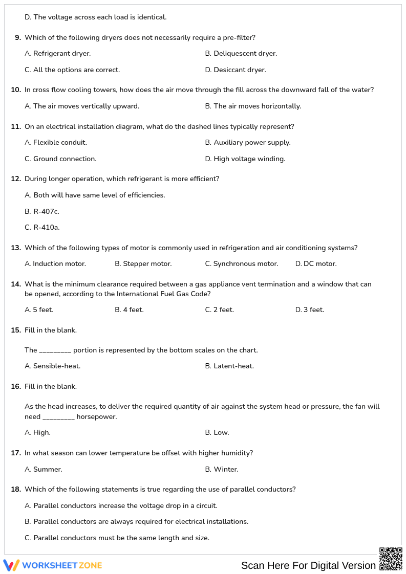Free printable HVAC Basic practice test 3 part 5 - Page 2