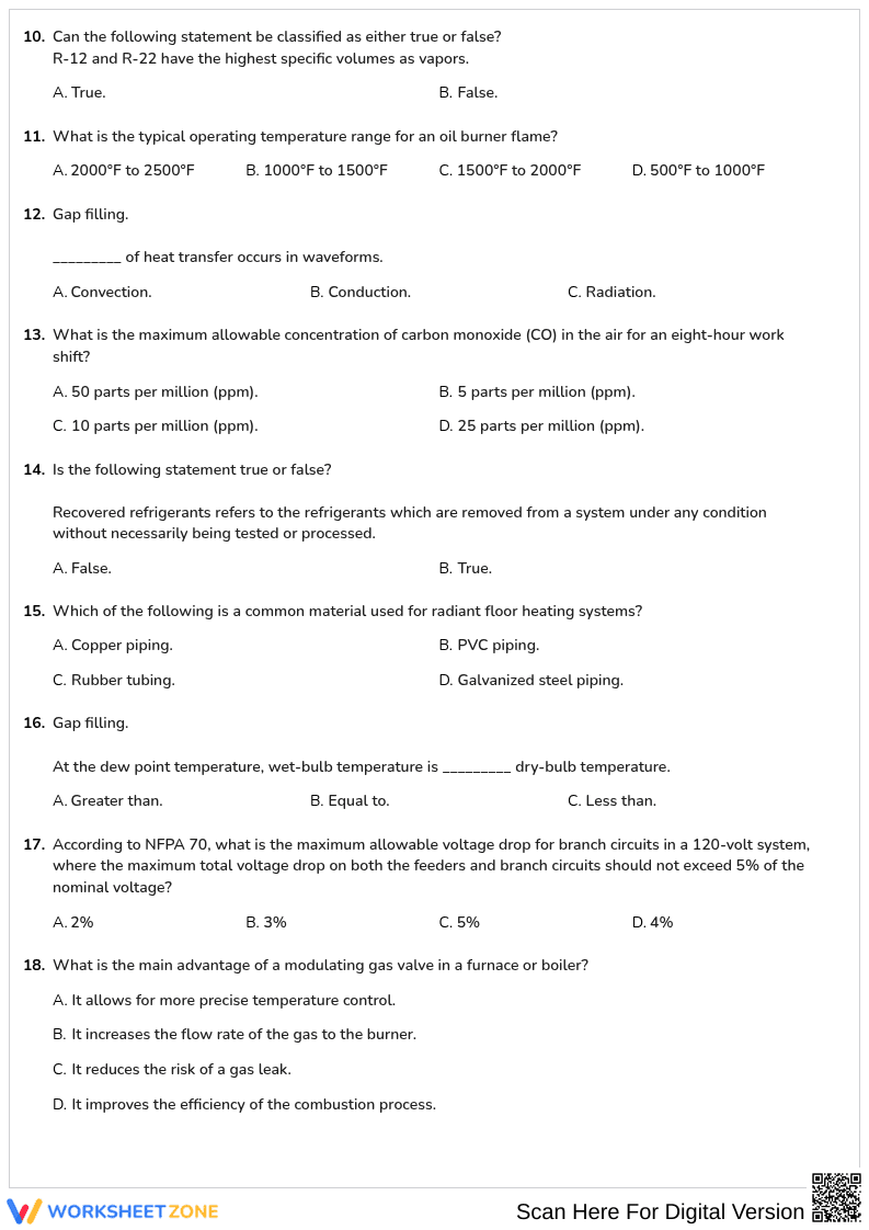 Free printable HVAC Basic practice test 4 part 1 - Page 2