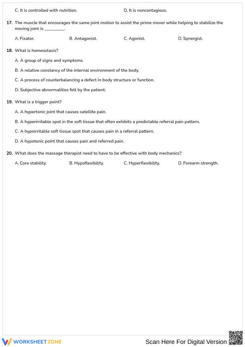 Free printable MBLEX Kinesiology worksheet part 3 - Page 3