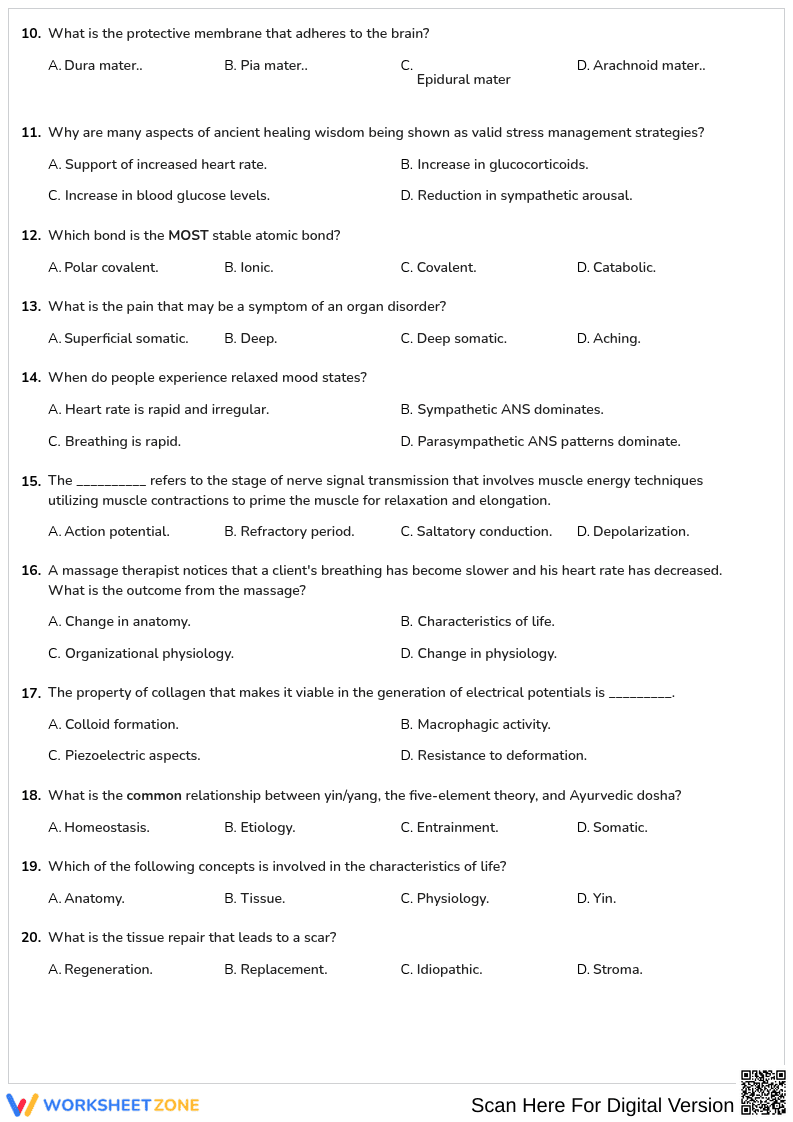 Free printable MBLEX Anatomy & Physiology worksheet part 1 - Page 2
