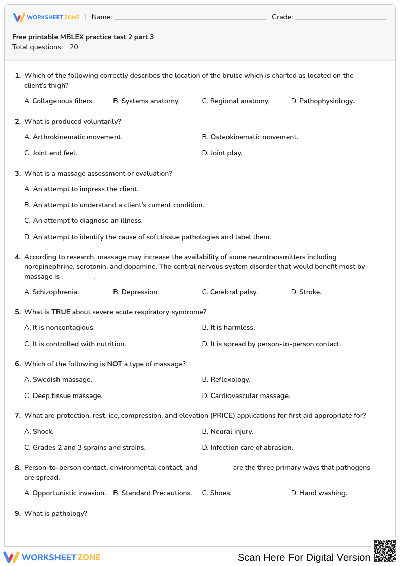 Free printable MBLEX practice test 2 part 3