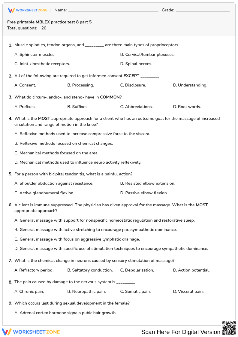 Free printable MBLEX practice test 8 part 5