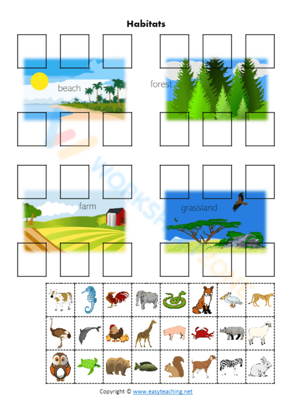 Explore Animal Habitats with this Worksheet - Page 1