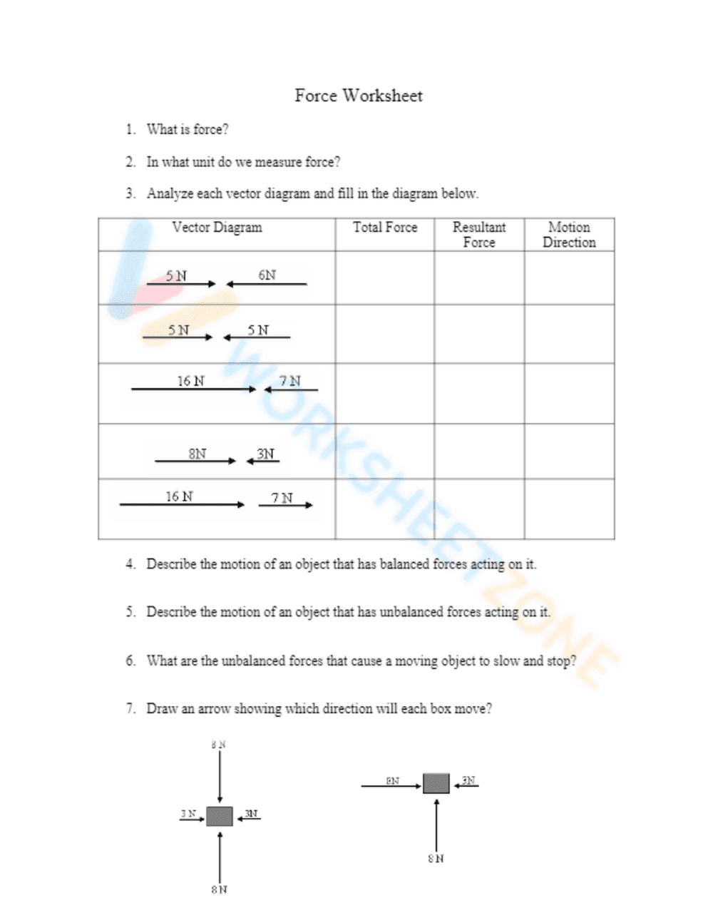 balanced and unbalanced forces 1 - Page 1