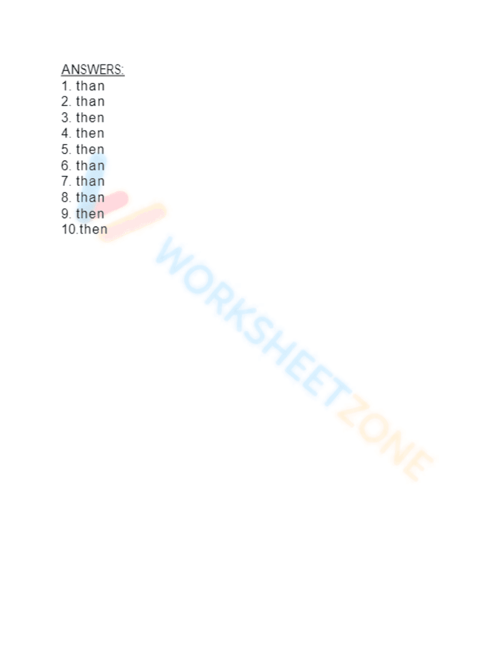 Mastering Then vs Than with Engaging Worksheet - Page 2