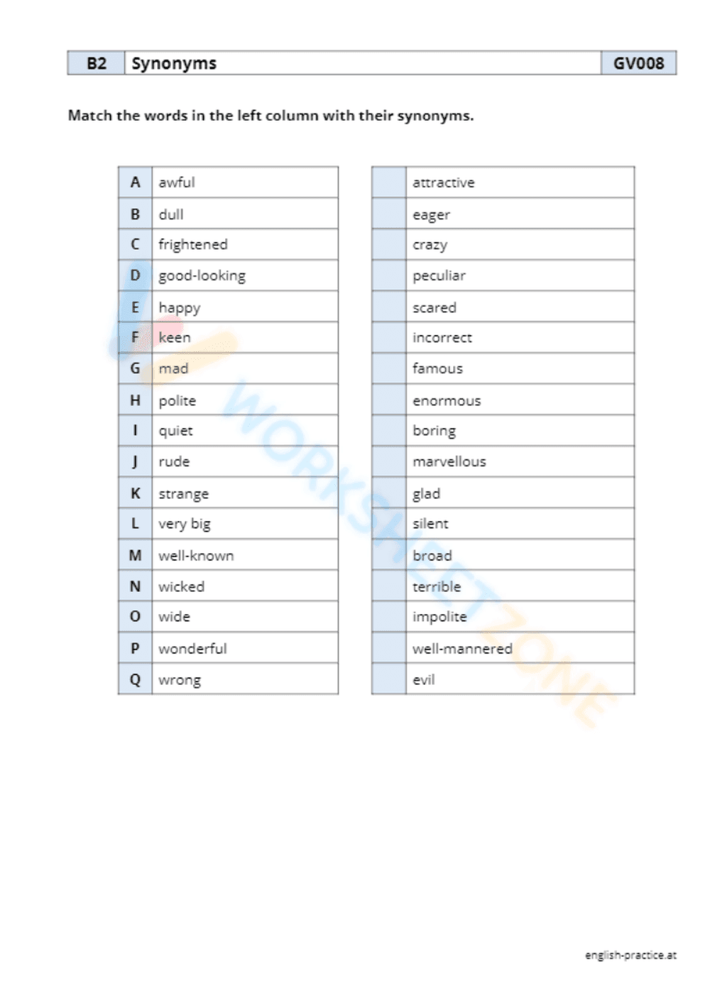 Expand Vocabulary with Synonyms Worksheet - Page 1