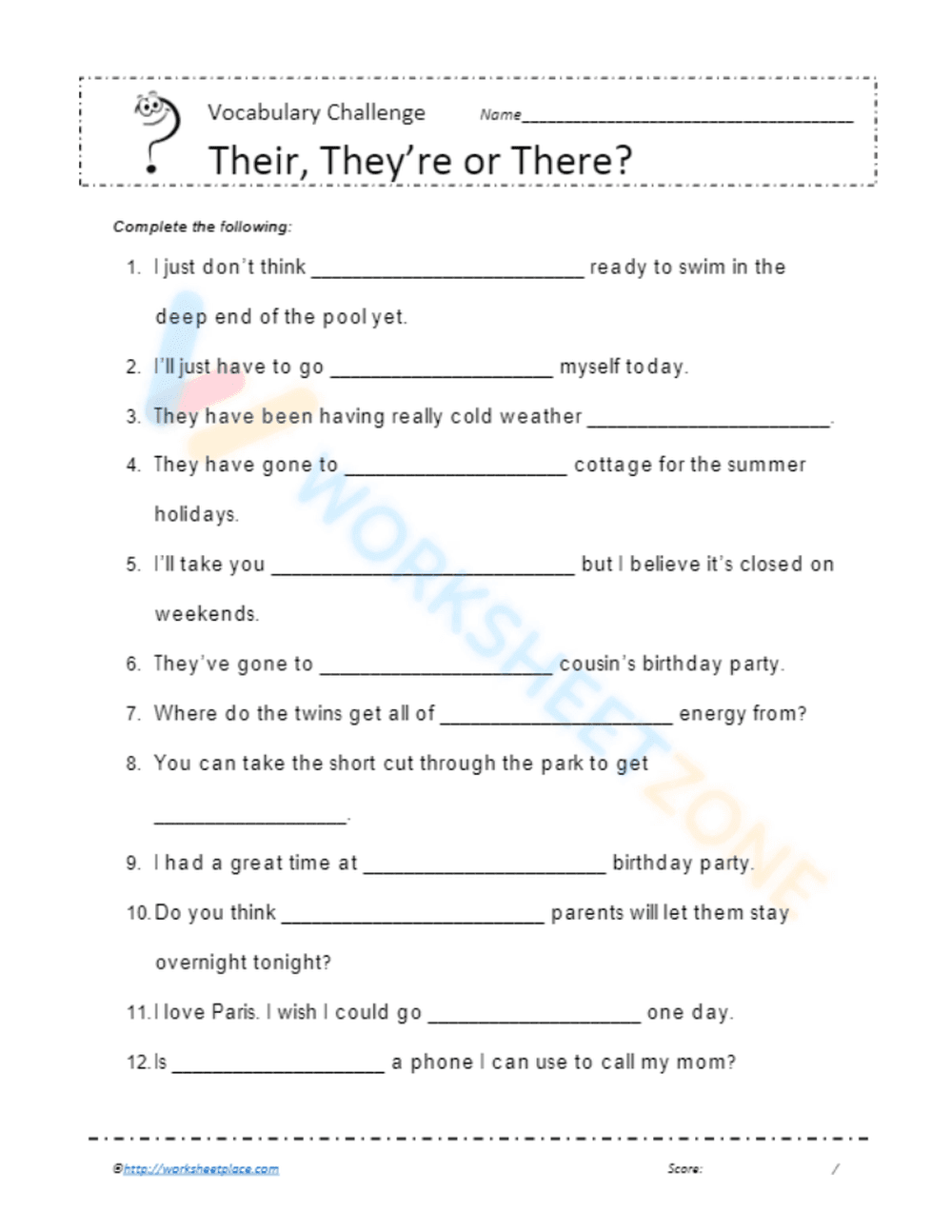 Practice There Their They're with This Worksheet - Page 1