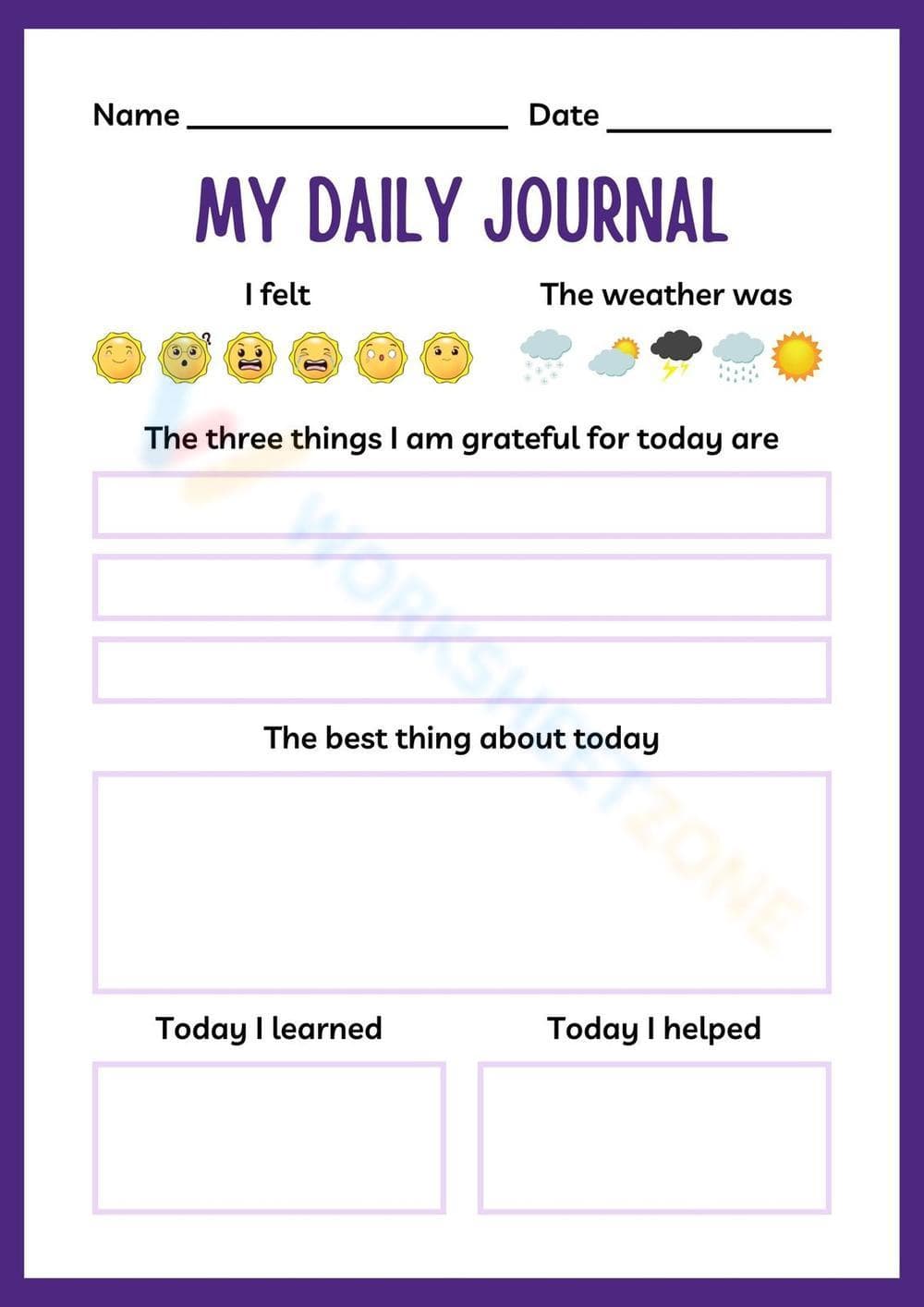 Kids Daily Journal - Social Emotional Learning Activity for Kids - Page 1