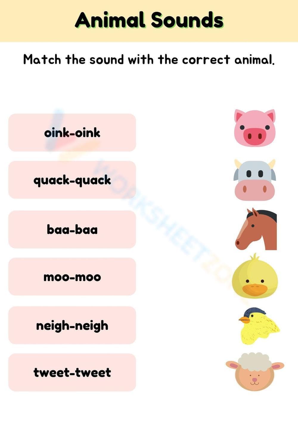 Animal Sounds Worksheet - Page 1