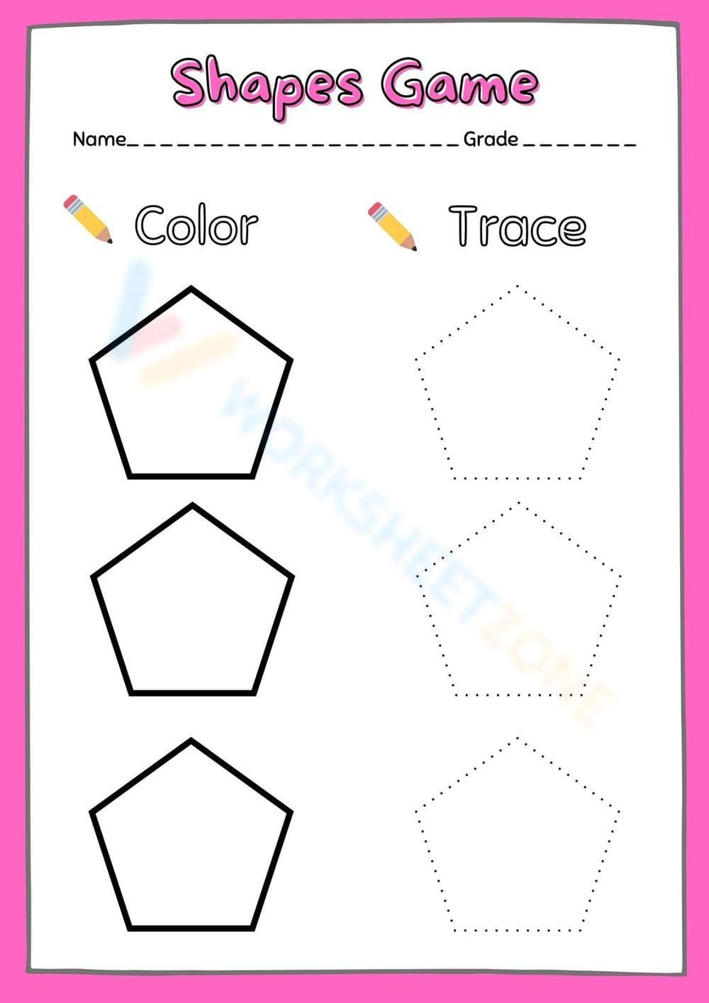 Shapes for Kids: Pentagon! Coloring & Tracing - Page 1