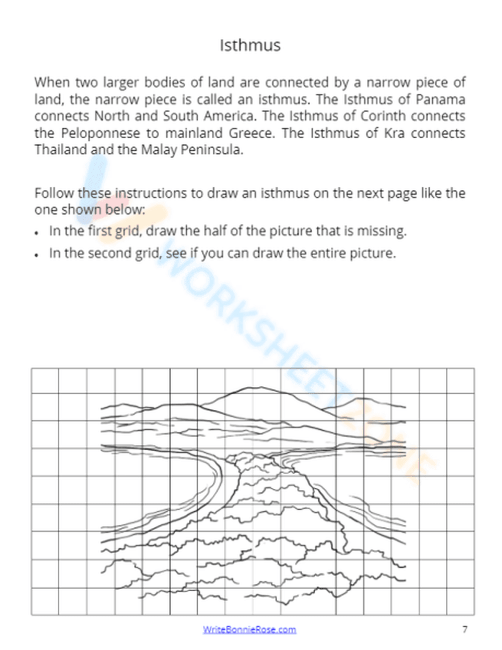 Drawing Landforms Worksheet - Page 1