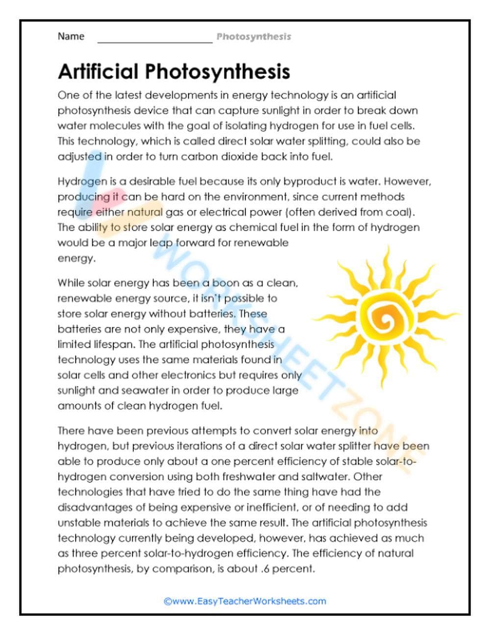 Learn About Photosynthesis - Page 1