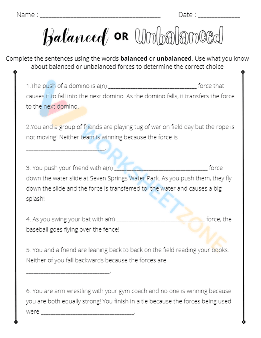 balanced and unbalanced forces 4 - Page 1