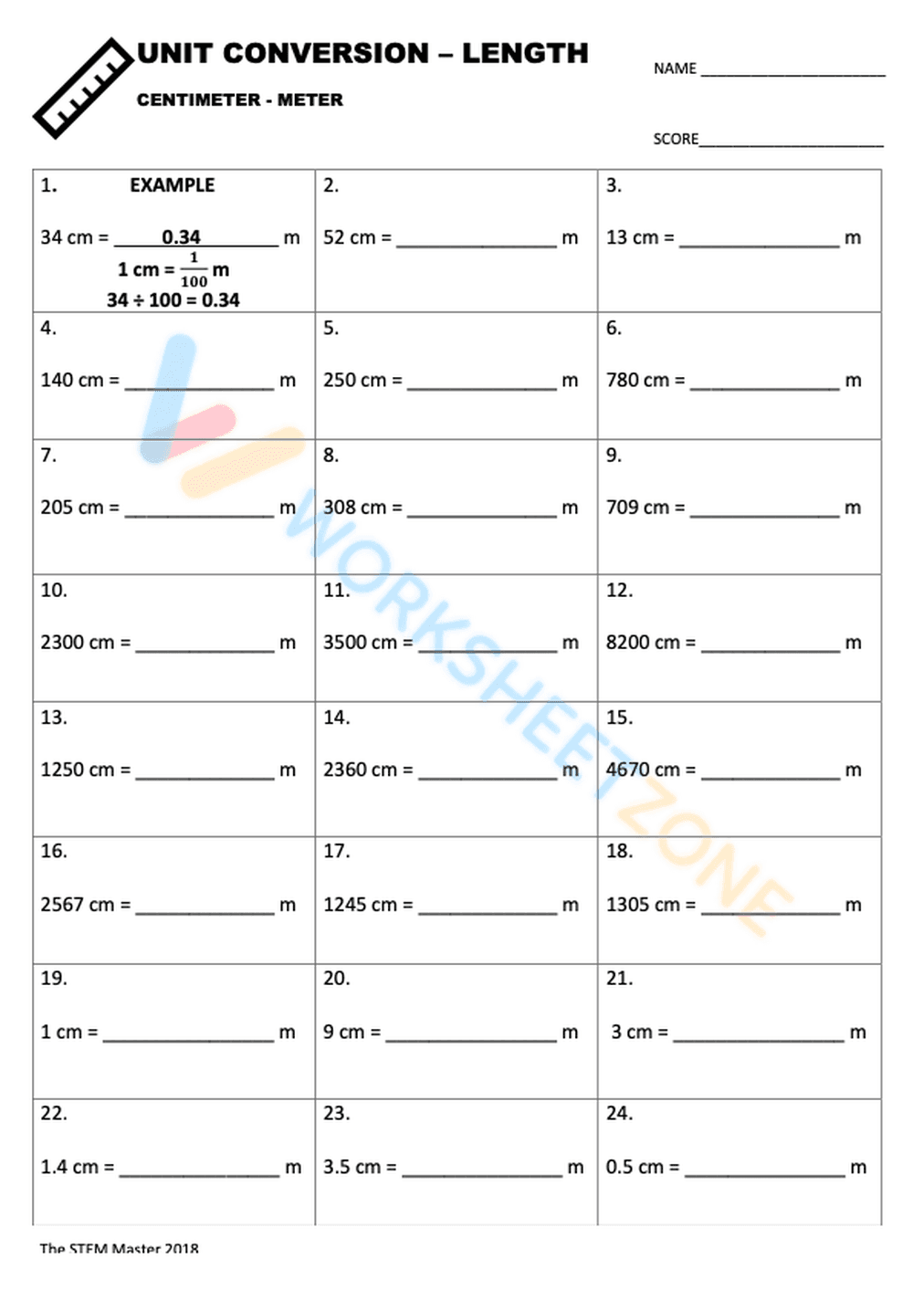 metric conversion worksheet answer key 6 - Page 1