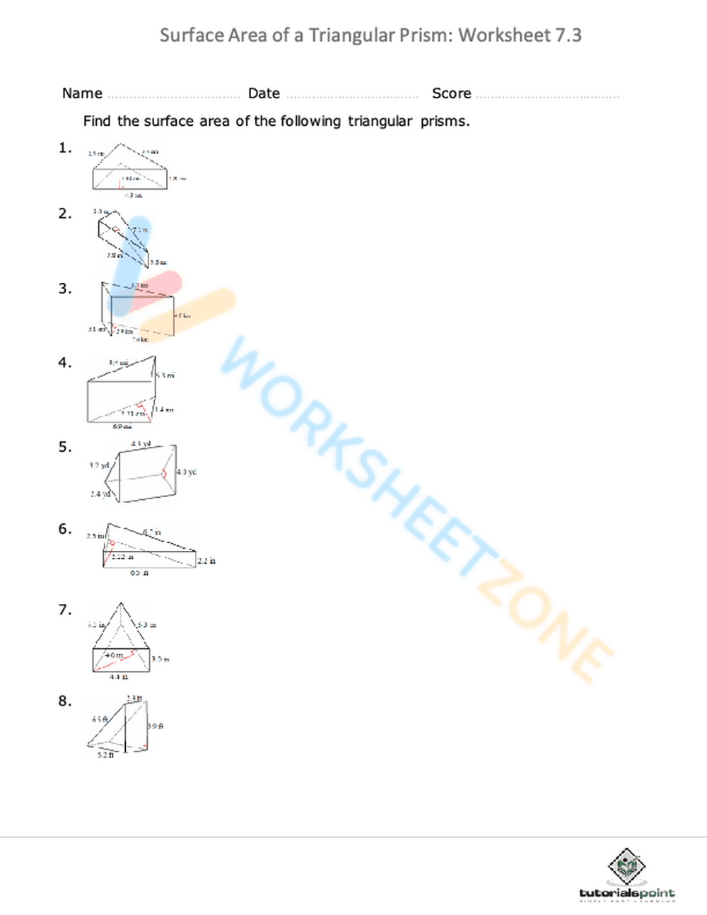 surface area of a triangular prism 6 - Page 1