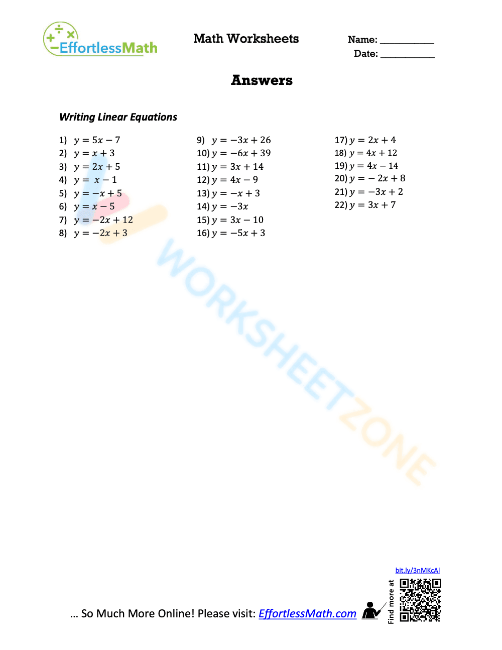 writing linear equations 4 - Page 2