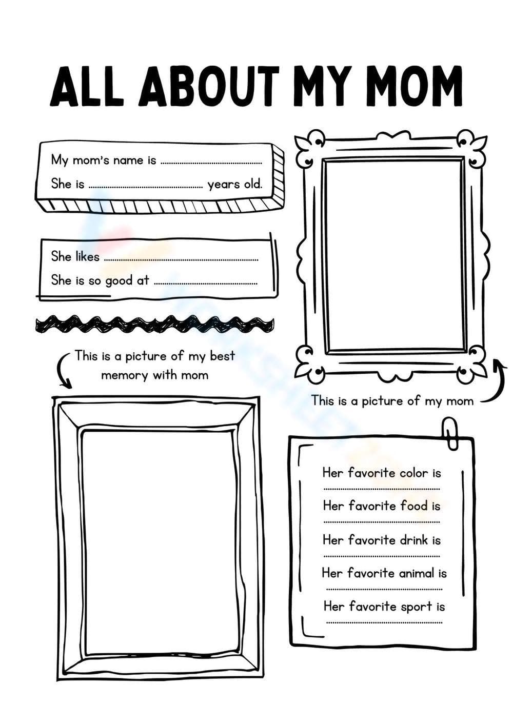 All About My Mom - Worksheet - Page 1