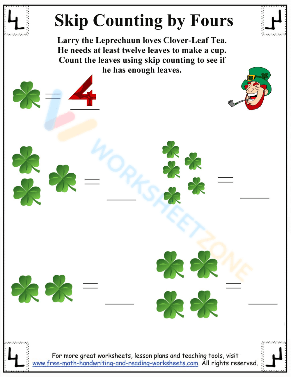 Skip counting by 4 worksheets 4 - Page 1
