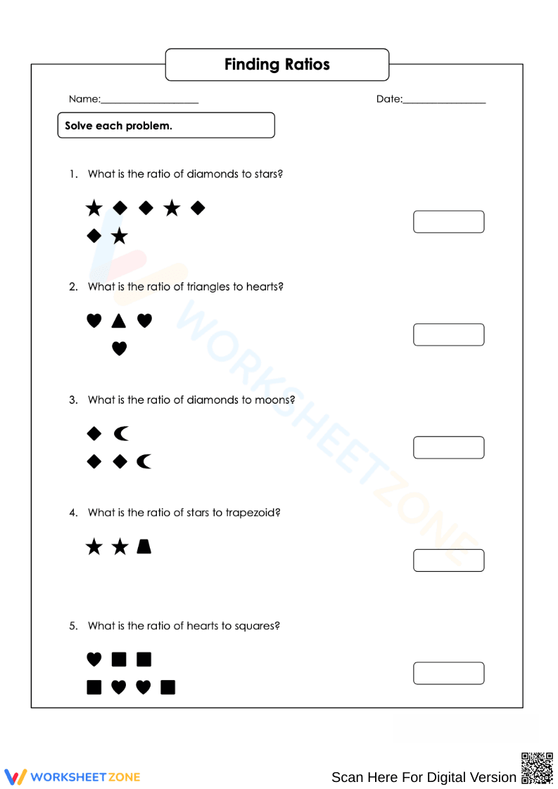Finding Ratios Worksheet - Page 1