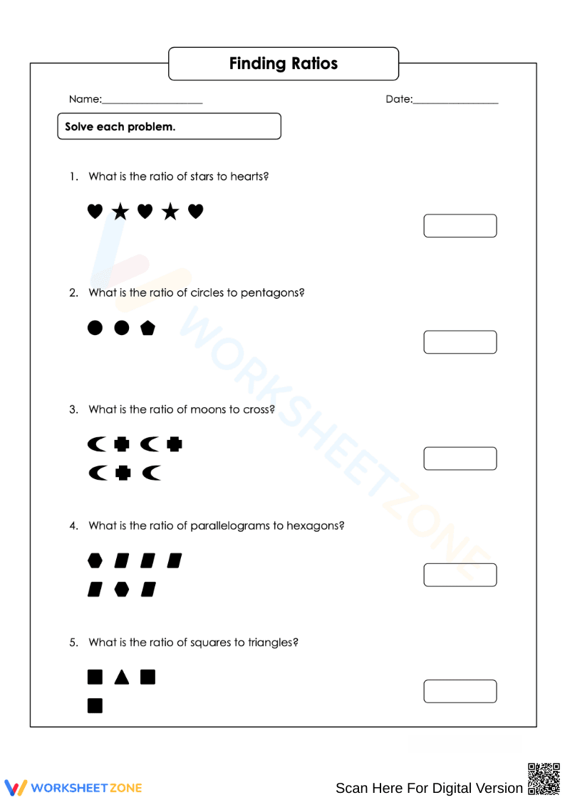 Finding Ratios Worksheets - Page 1