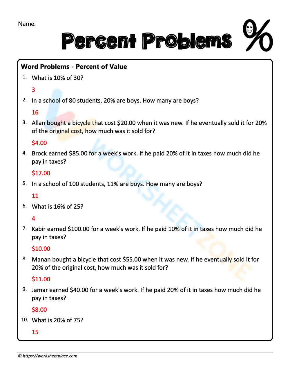 Excel at Percent Word Problems - Page 2