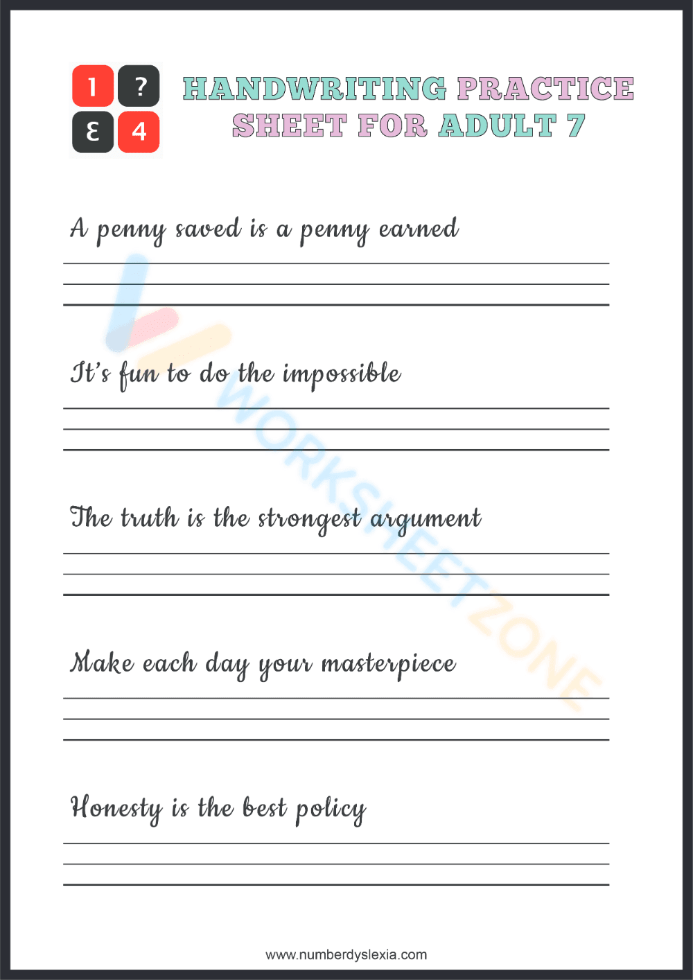 Handwriting Practice Worksheet A Penny Save - Page 1