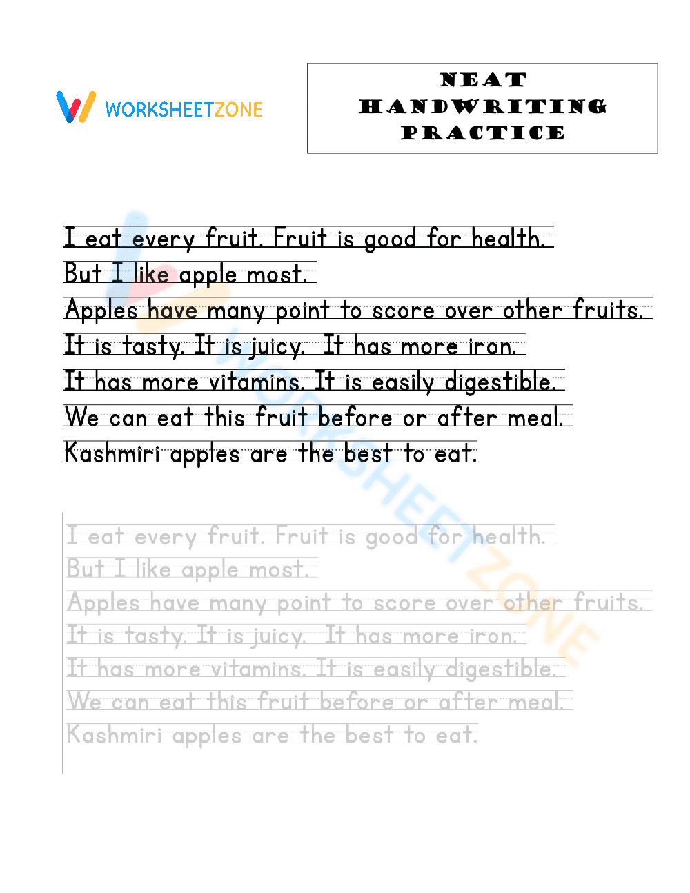 Handwriting Practice with Paragraph - Page 1