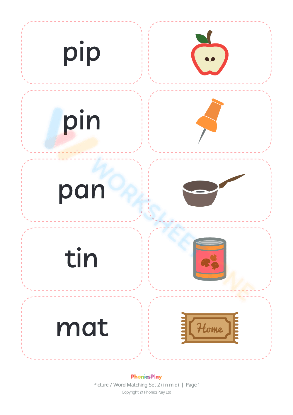 Picture word matching 3 - Page 1