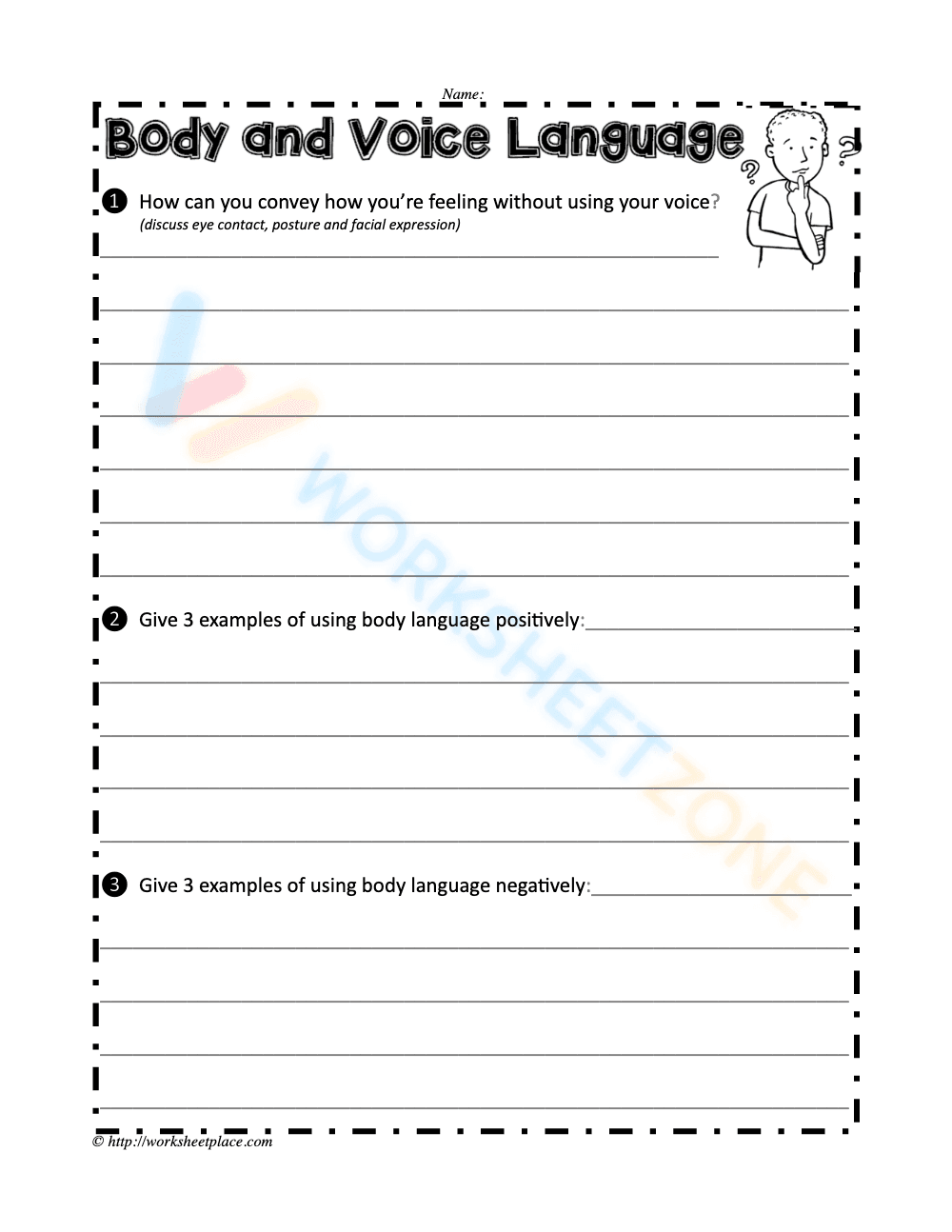 Understanding Body and Voice Language Worksheet - Page 1