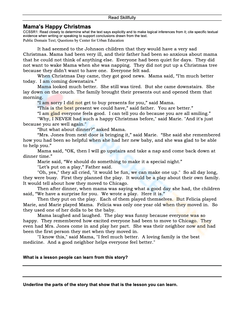 close reading passages 6 - Page 1