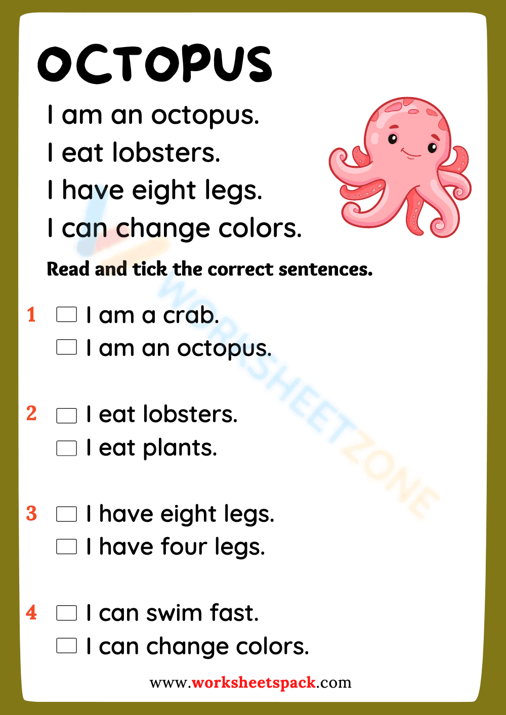 sea animals reading comprehension 4 - Page 1