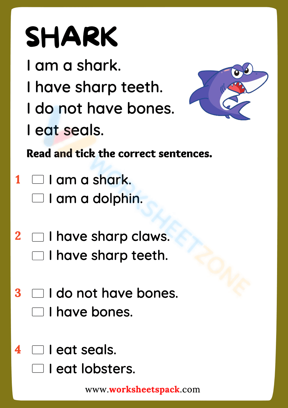 sea animals reading comprehension 5 - Page 1