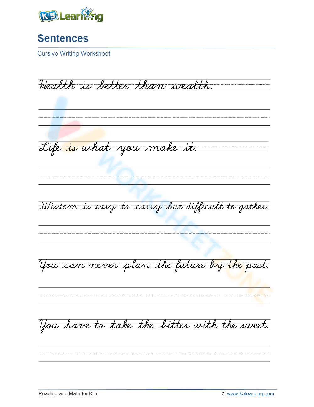 Handwriting Practice Sentences - Page 1