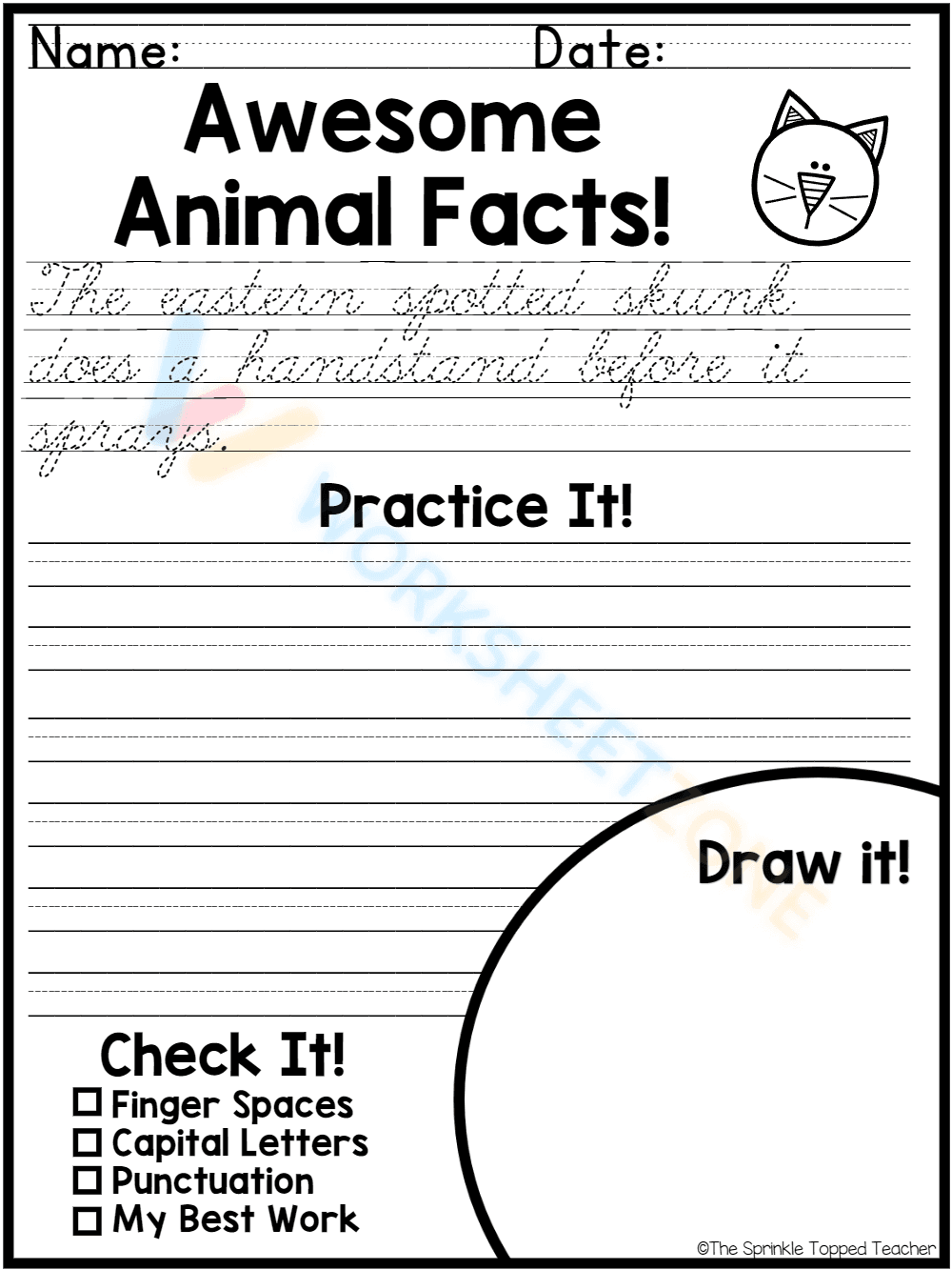 Animal Facts Handwriting - Page 1